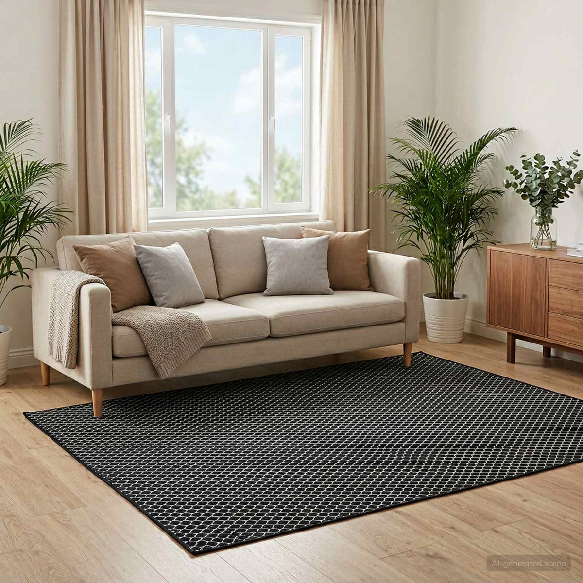 vidaXL Rug ORIZ Black Mesh Pattern 240 x 340 cm 100% Polyester