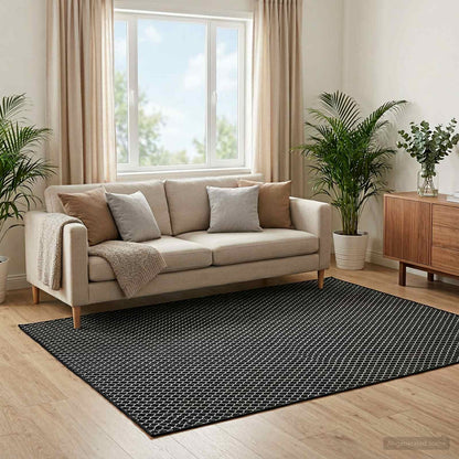 vidaXL Rug ORIZ Black Mesh Pattern 240 x 340 cm 100% Polyester
