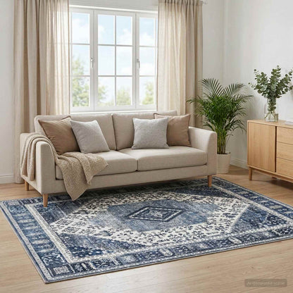 vidaXL Rug ORIZ Dark Blue 80 x 150 cm 100% Polyester