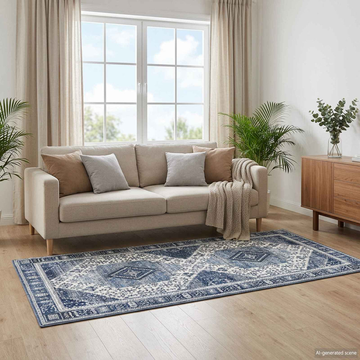 vidaXL Rug ORIZ Dark Blue 80 x 200 cm 100% Polyester
