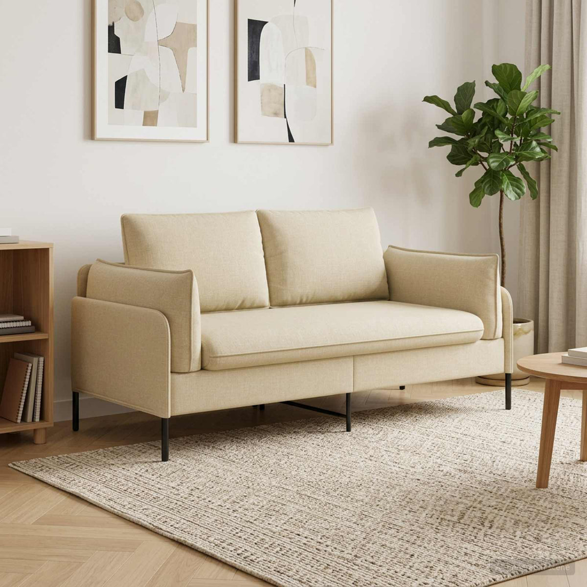 vidaXL 2-Seater Sofa Cream 188 x 81 x 89 cm Fabric