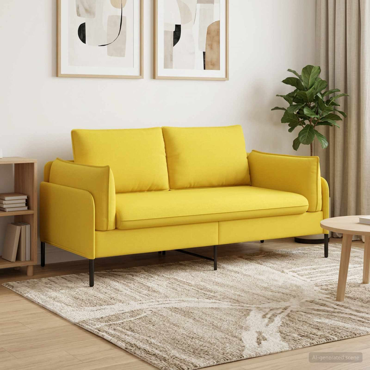 vidaXL 2-Seater Sofa Light Yellow 188 x 81 x 89 cm Fabric
