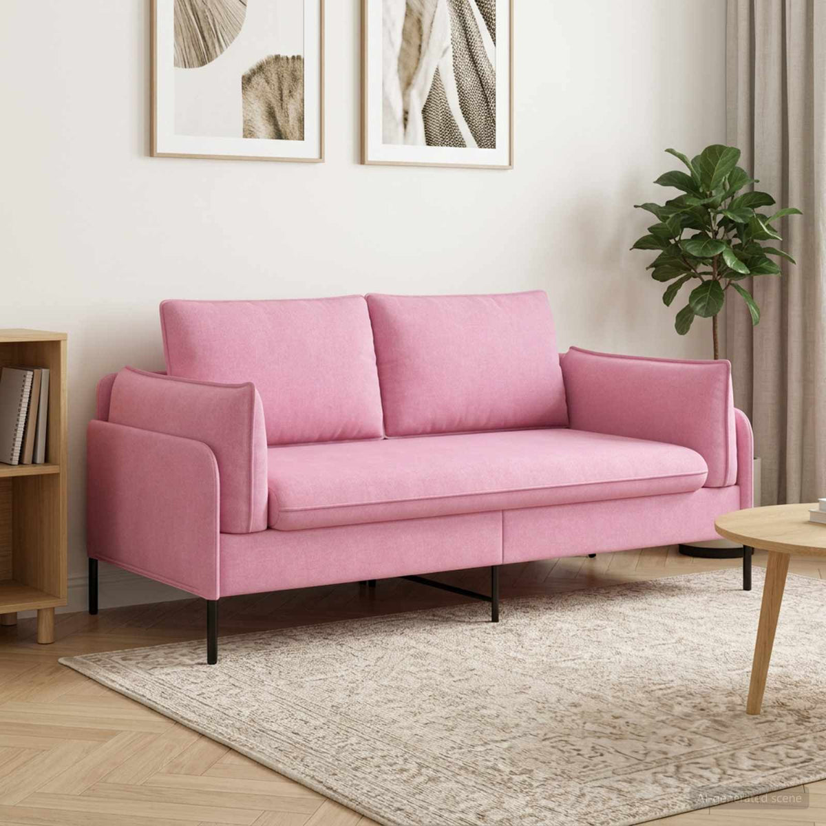 vidaXL 2-Seater Sofa Pink 188 x 81 x 89 cm Fabric