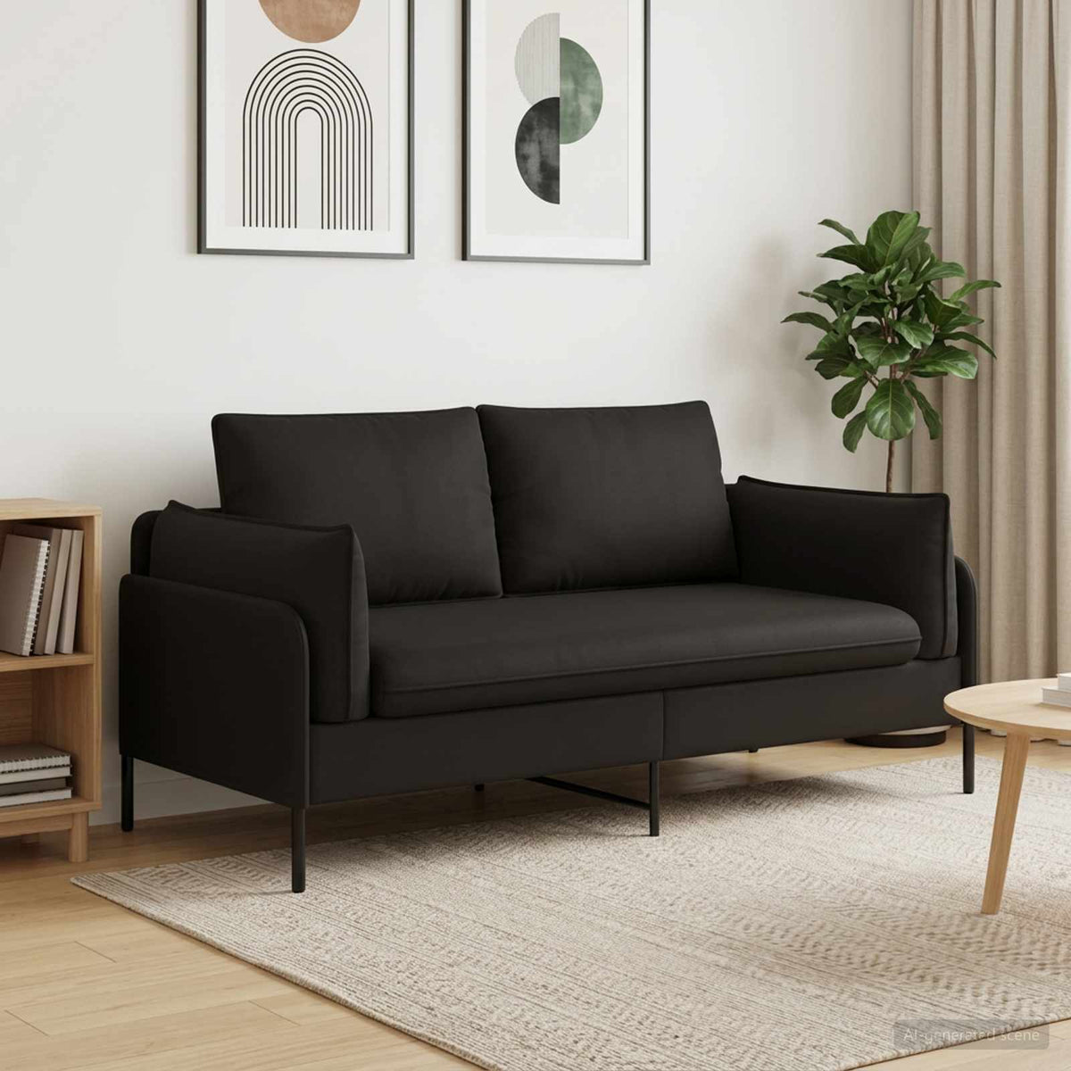 vidaXL 2-Seater Sofa 2-Seater Black 188 x 81 x 89 cm Velvet