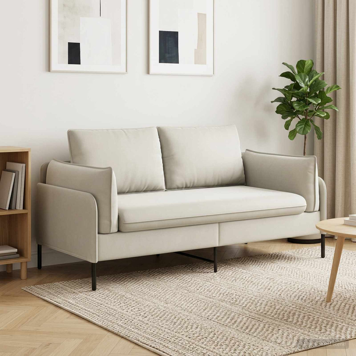 vidaXL 2-Seater Sofa 2-Seater Cream 188 x 81 x 89 cm Velvet