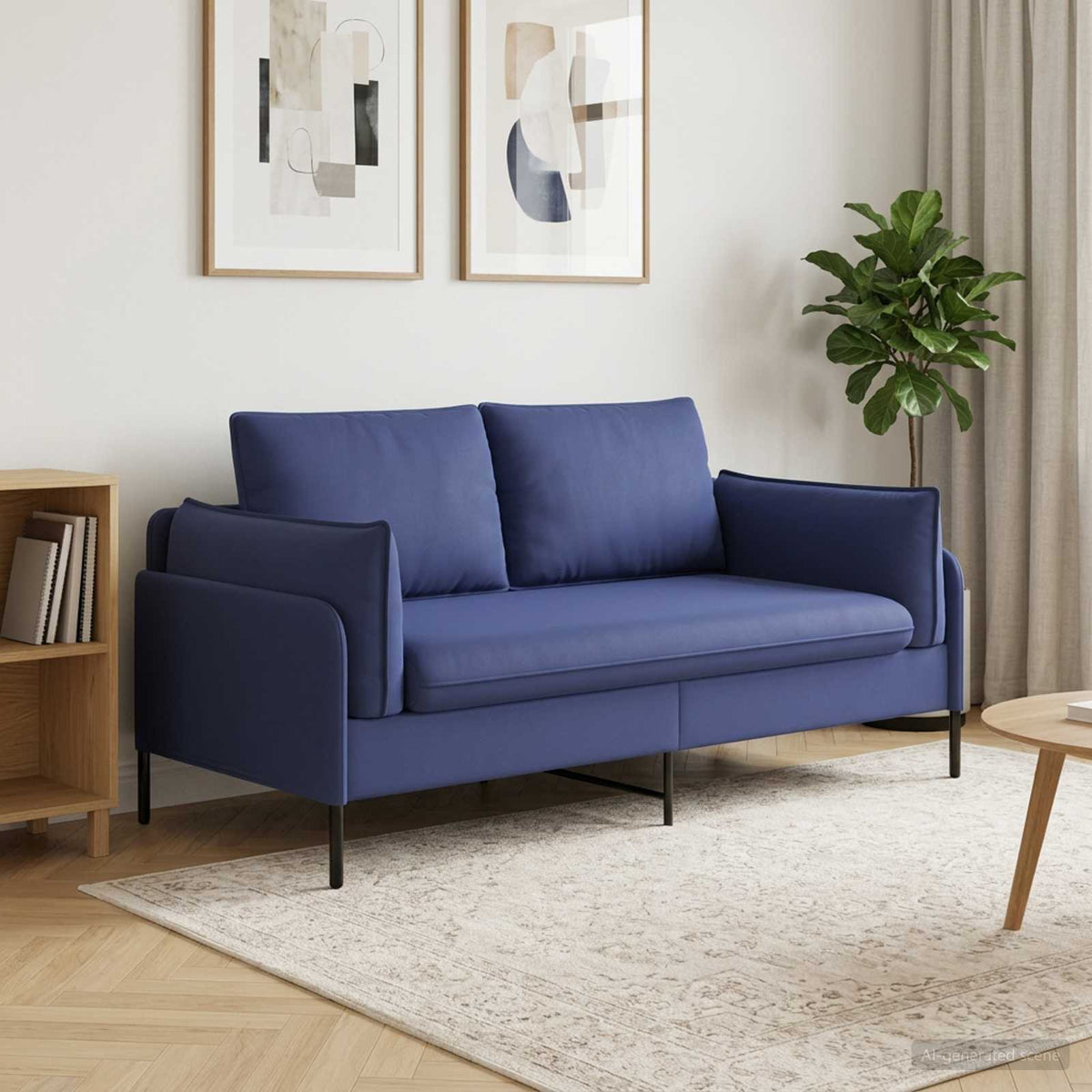 vidaXL 2-Seater Sofa 2-Seater Police Blue 188 x 81 x 89 cm Velvet