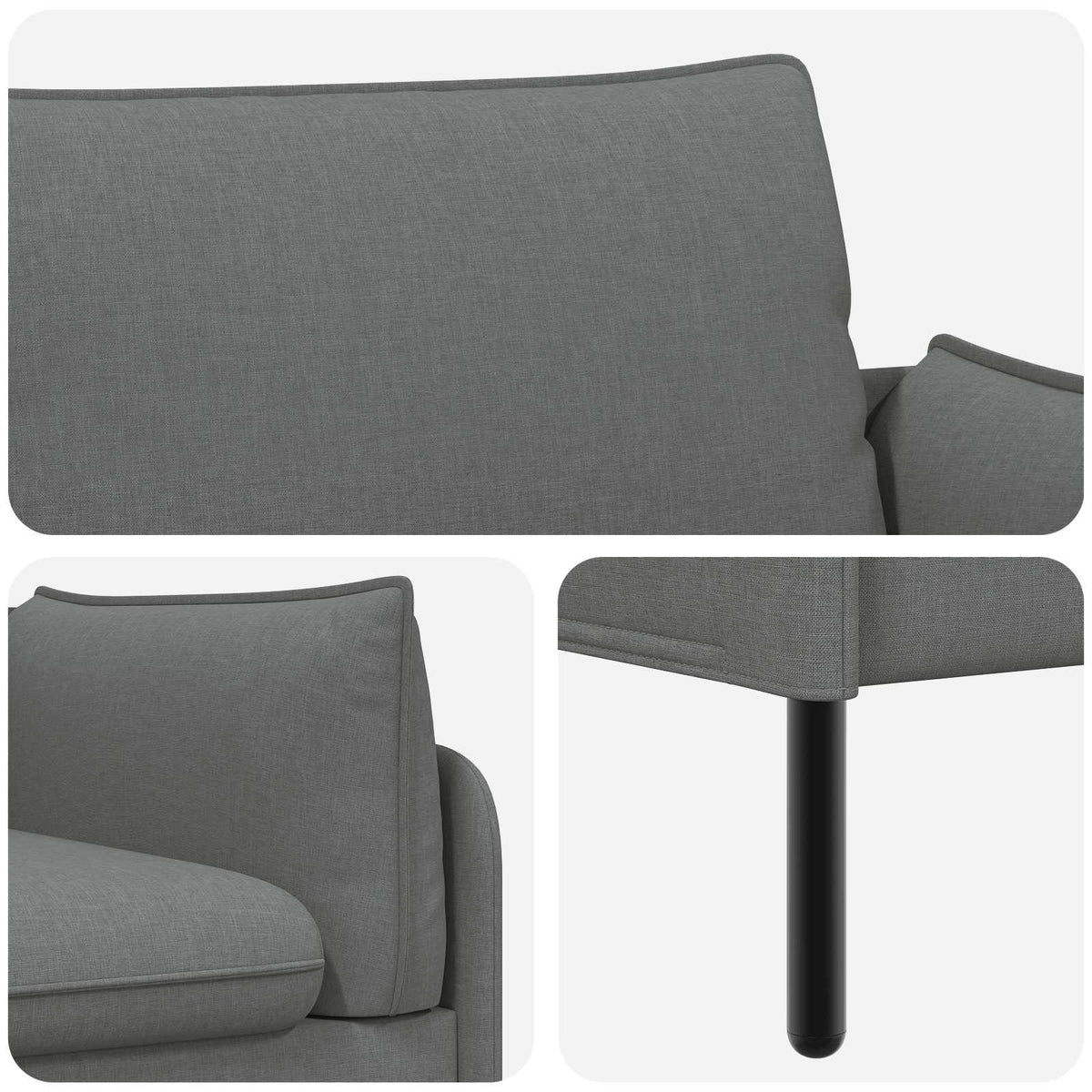 vidaXL 3-Seater Sofa Dark Grey 222 x 81 x 89 cm Fabric
