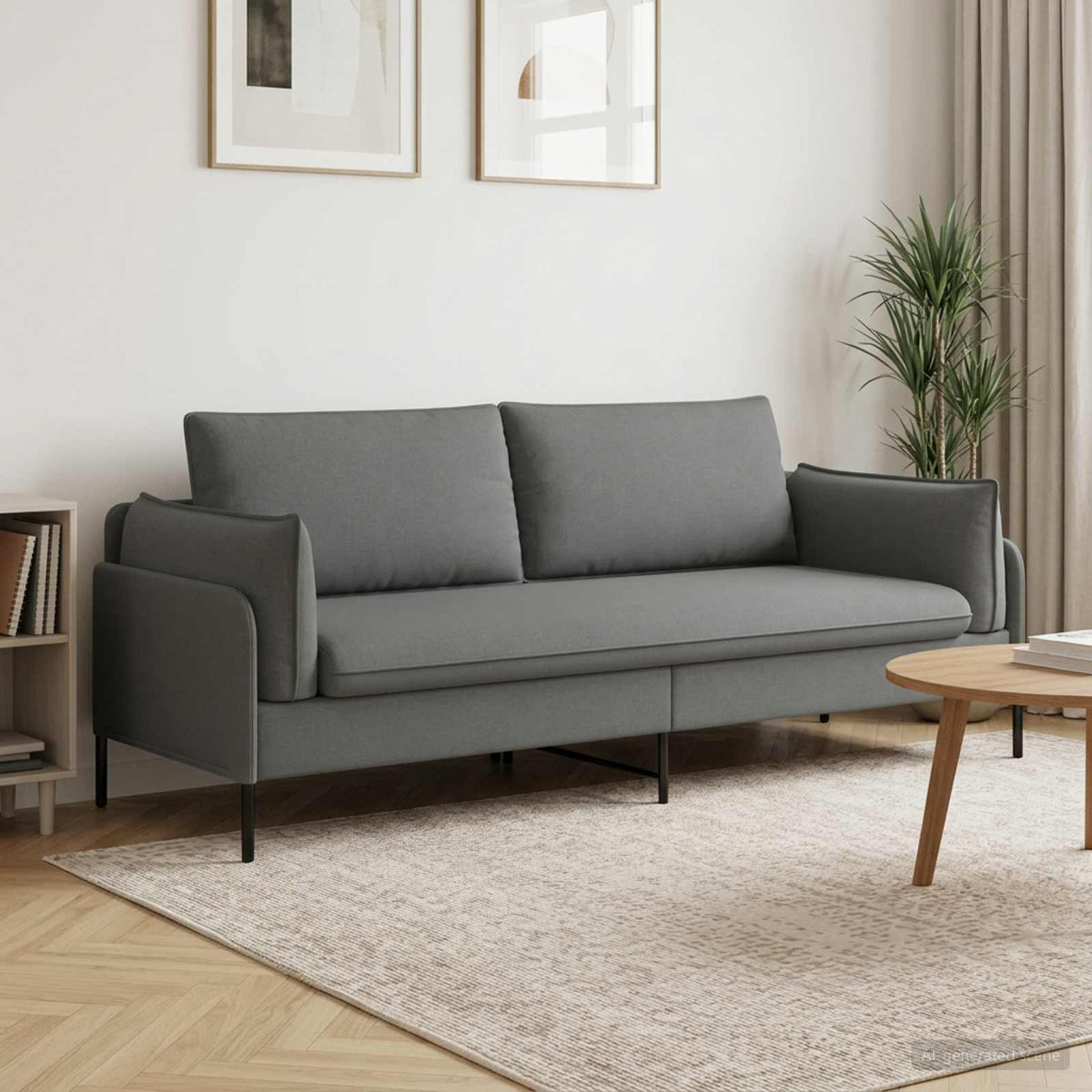 vidaXL 3-Seater Sofa Dark Grey 222 x 81 x 89 cm Fabric