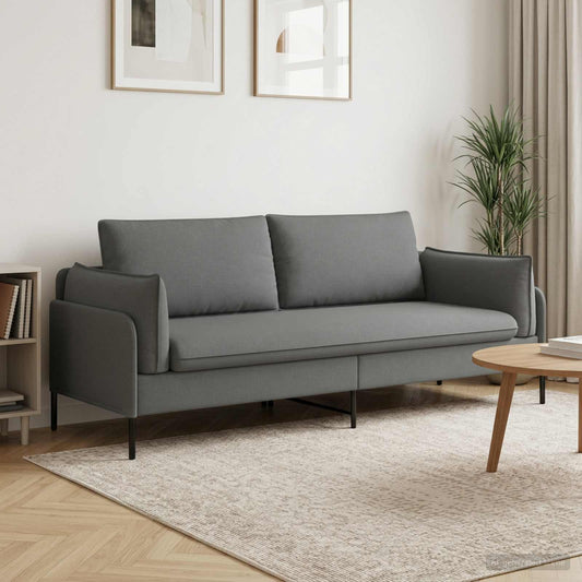 vidaXL 3-Seater Sofa Dark Grey 222 x 81 x 89 cm Fabric