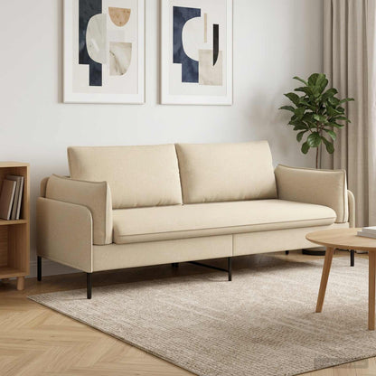 vidaXL 3-Seater Sofa Cream 222 x 81 x 89 cm Fabric