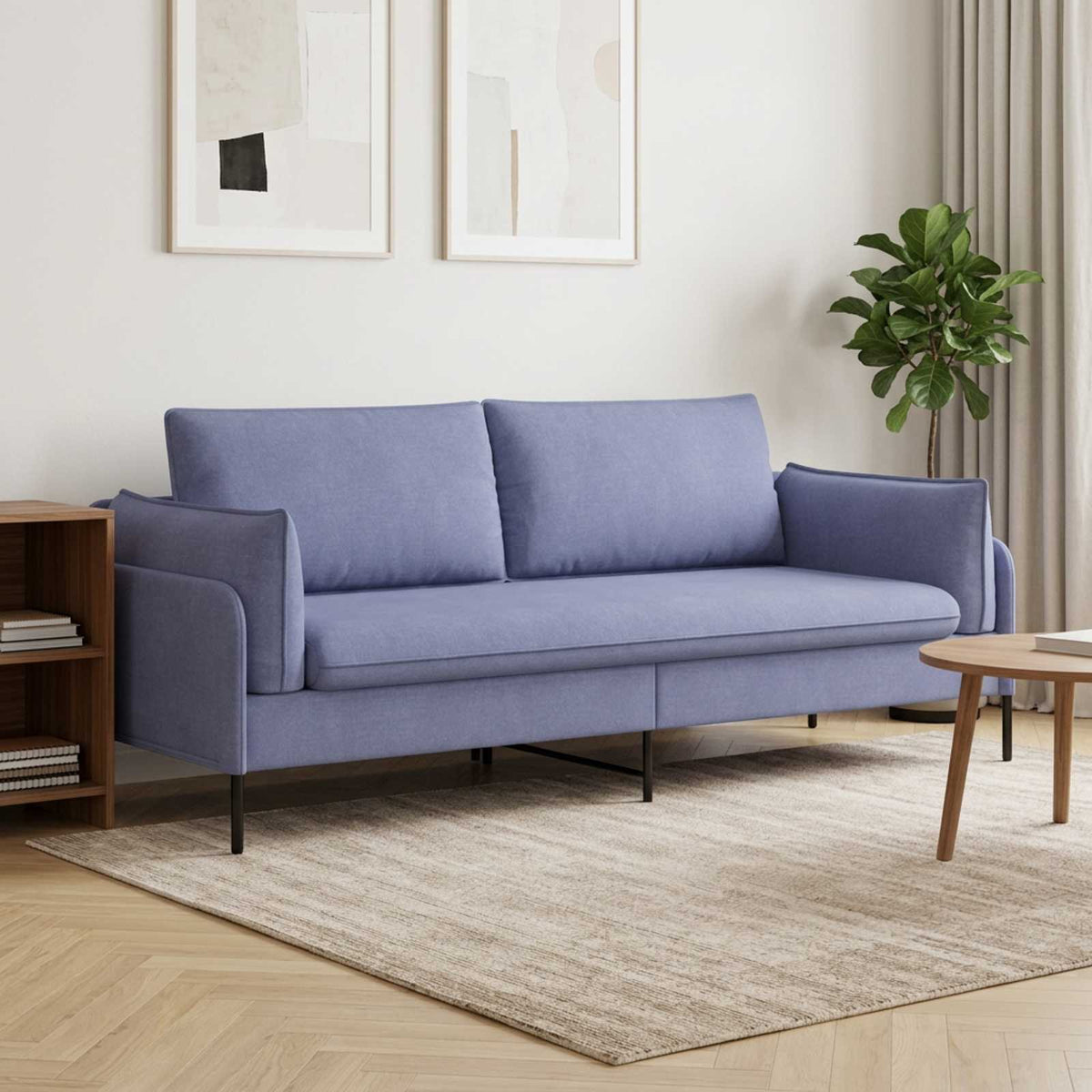 vidaXL 3-Seater Sofa Jeans Blue 222 x 81 x 89 cm Fabric