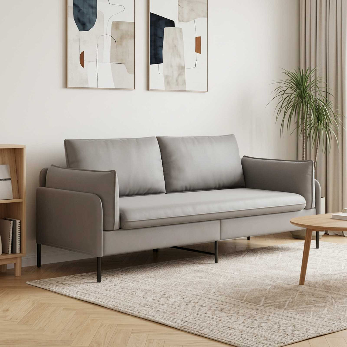 vidaXL 3-Seater Sofa Light Grey 222 x 81 x 89 cm Velvet