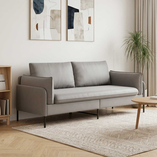 vidaXL 3-Seater Sofa Light Grey 222 x 81 x 89 cm Velvet