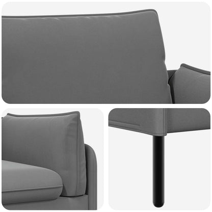 vidaXL 3-Seater Sofa 3-Seater Dark Grey 222 x 81 x 89 cm Velvet