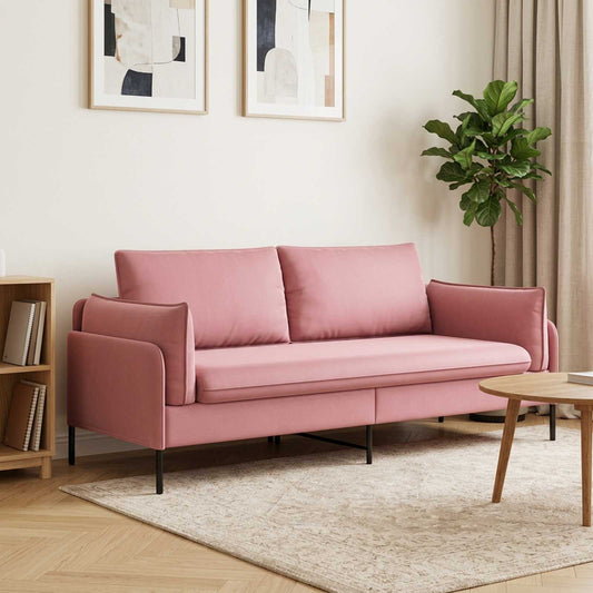 vidaXL 3-Seater Sofa Pink 222 x 81 x 89 cm Velvet