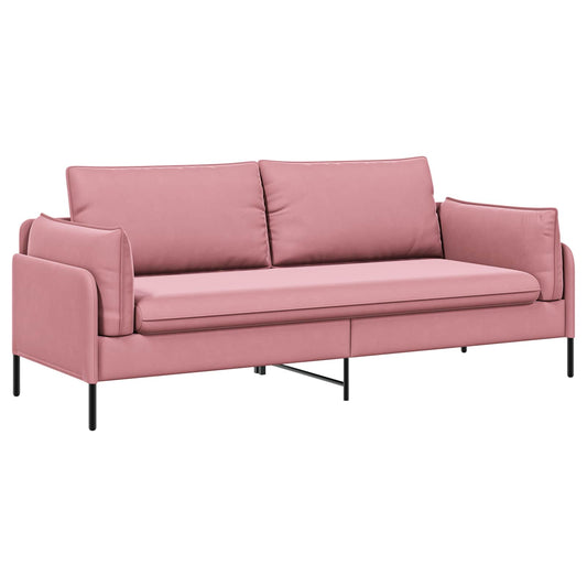 vidaXL 3-Seater Sofa Pink 222 x 81 x 89 cm Velvet