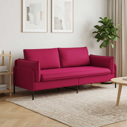 vidaXL 3-Seater Sofa 3-Seater Wine Red 222 x 81 x 89 cm Velvet