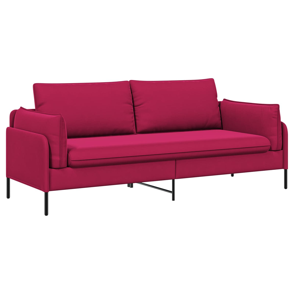 vidaXL 3-Seater Sofa 3-Seater Wine Red 222 x 81 x 89 cm Velvet