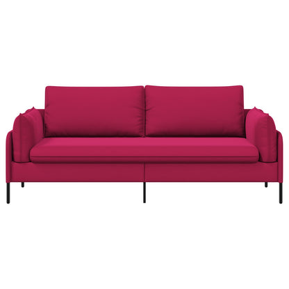 vidaXL 3-Seater Sofa 3-Seater Wine Red 222 x 81 x 89 cm Velvet