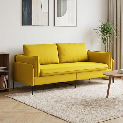 vidaXL 3-Seater Sofa 3-Seater Yellow 222 x 81 x 89 cm Velvet