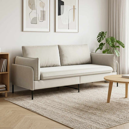 vidaXL 3-Seater Sofa Cream 222 x 81 x 89 cm Velvet