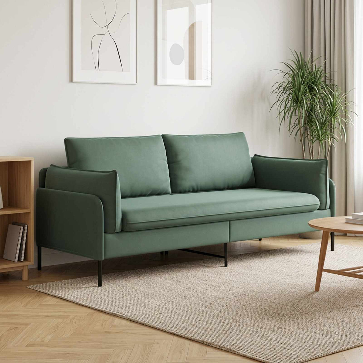 vidaXL 3-Seater Sofa 3-Seater Sea Green 222 x 81 x 89 cm Velvet
