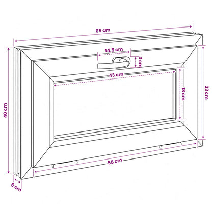 vidaXL Basement Window Internal Colour White RISOR 65 x 40 cm