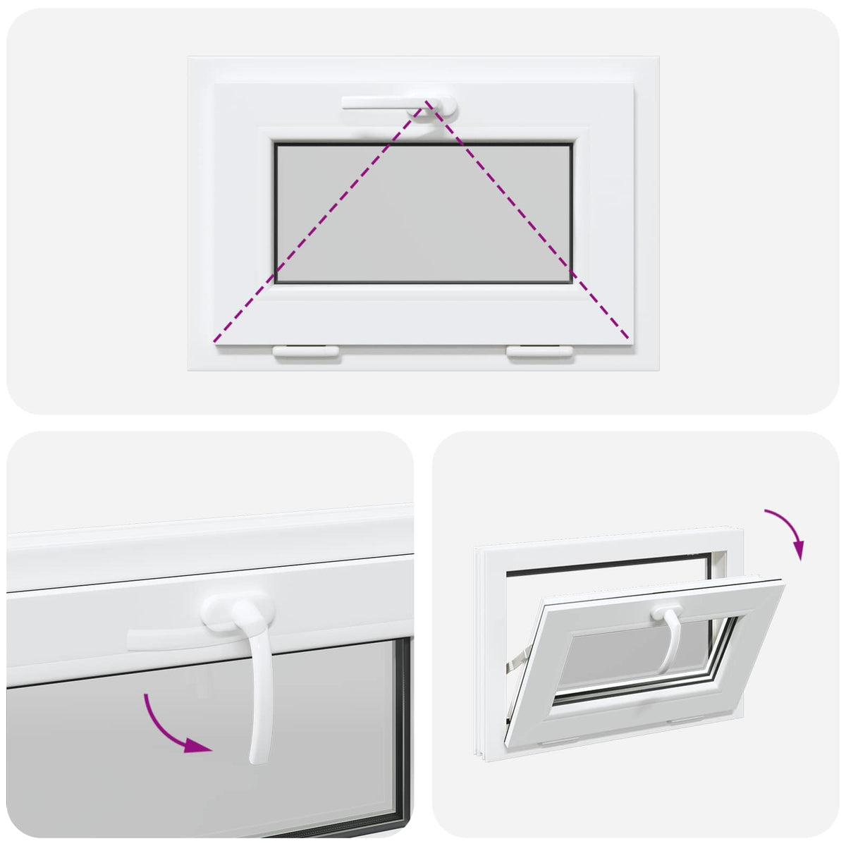 vidaXL Basement Window Internal Colour White RISOR 65 x 45 cm