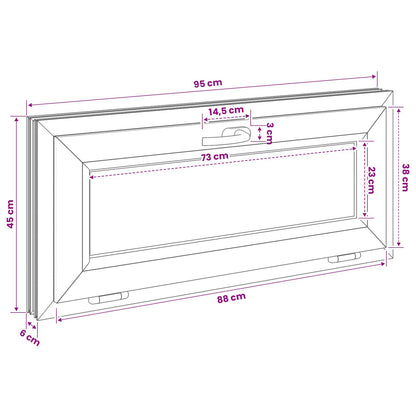 vidaXL Tilt Basement Window RISOR 95 x 45 cm PVC and Clear Plain Glass