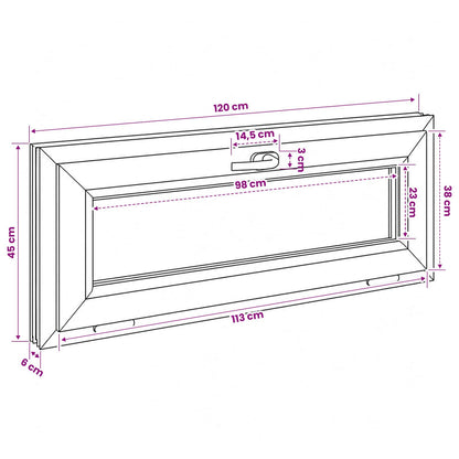 vidaXL Basement Window Internal Colour White RISOR 120 x 45 cm