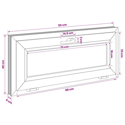 vidaXL Basement Window Internal Colour White RISOR 95 x 40 cm
