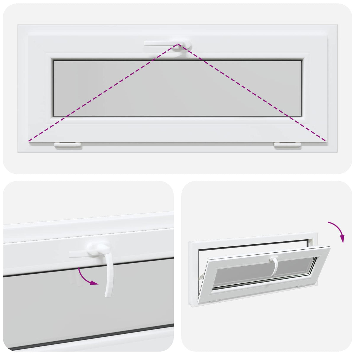 vidaXL Basement Window Internal Colour White RISOR 105 x 40 cm