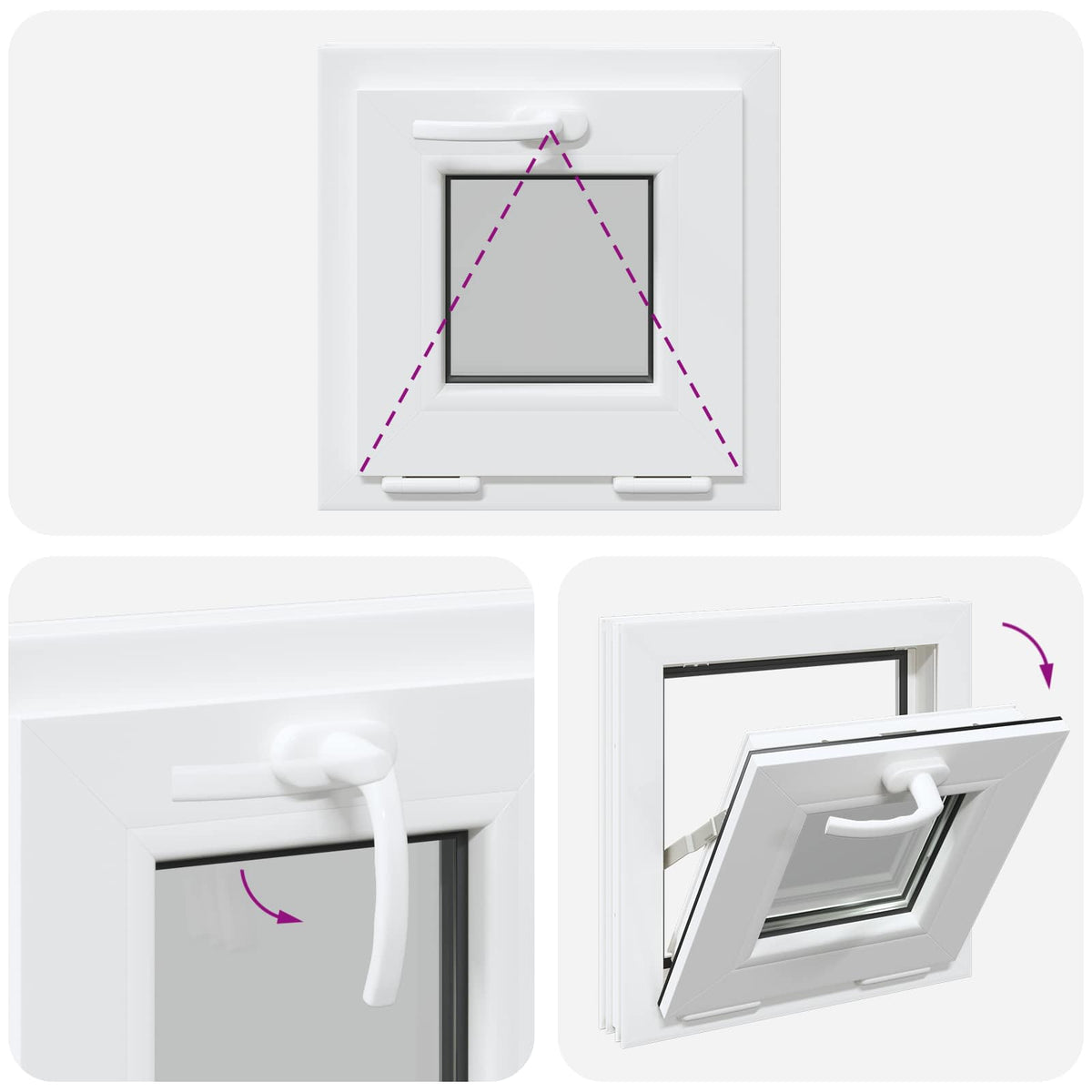 vidaXL Basement Window Internal Colour White RISOR 45 x 45 cm