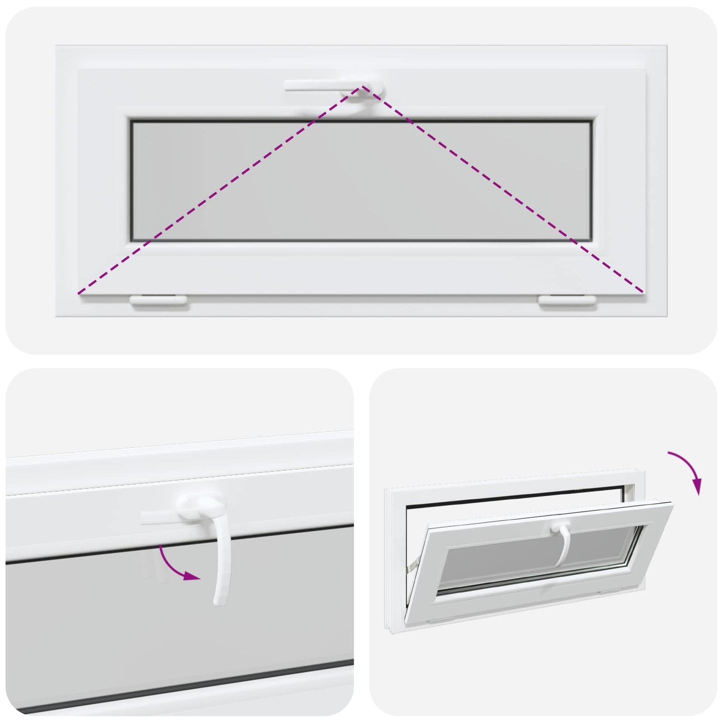 vidaXL Tilt Basement Window RISOR 95 x 45 cm PVC and Clear Plain Glass