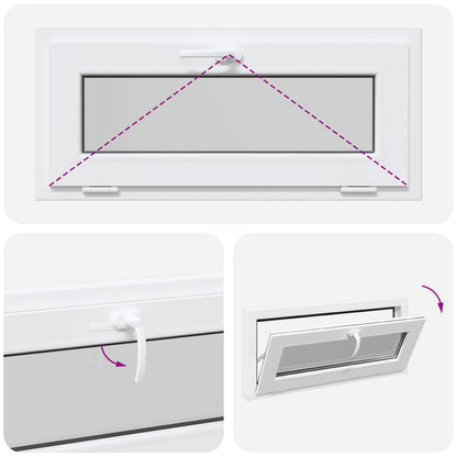 vidaXL Tilt Basement Window RISOR 95 x 45 cm PVC and Clear Plain Glass