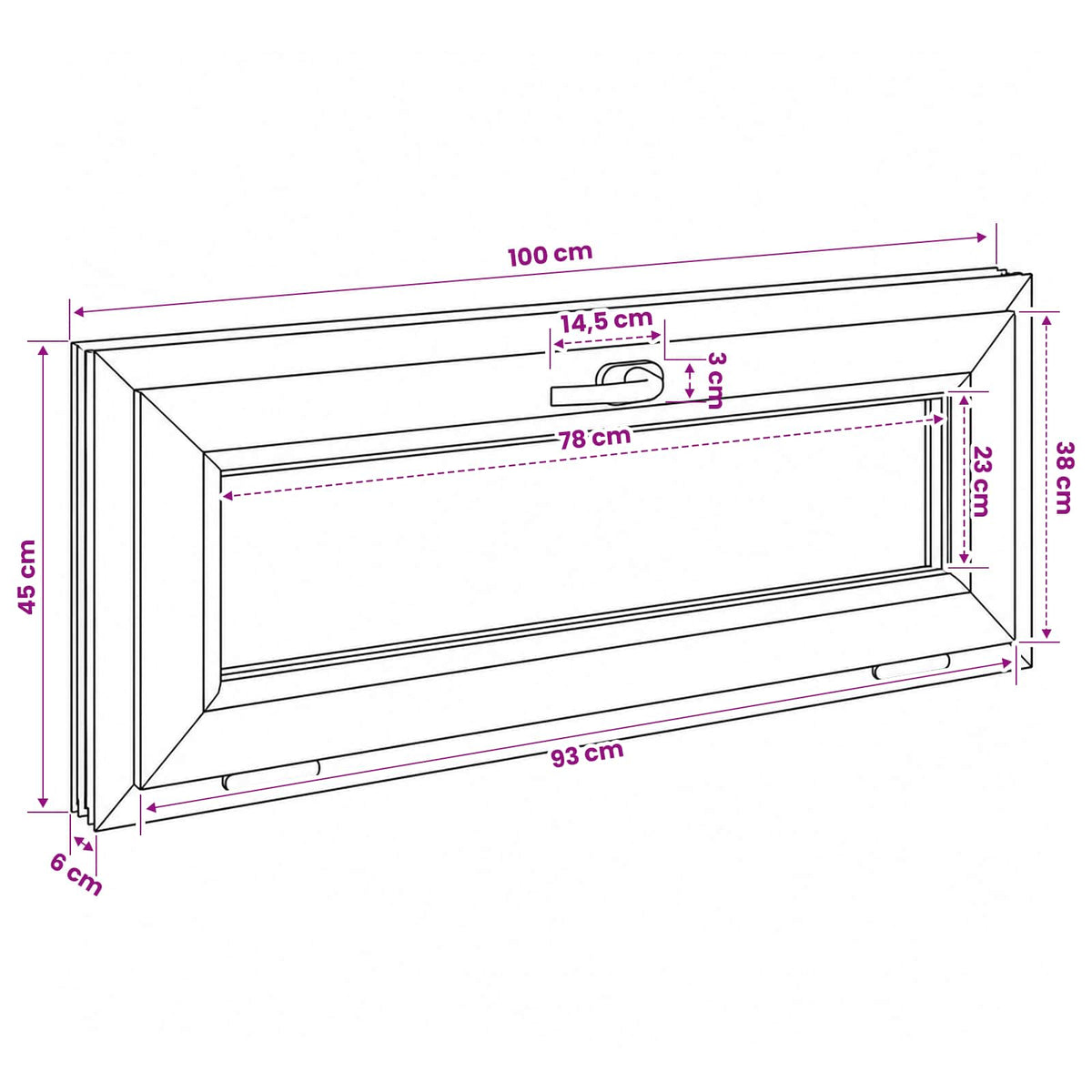 vidaXL Basement Window Internal Colour White RISOR 100 x 45 cm