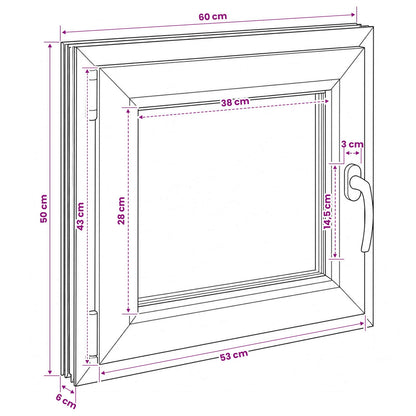 vidaXL Basement Window RISOR 60 x 50 cm PVC and Glass