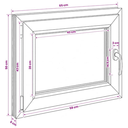 vidaXL Basement Window RISOR 65 x 50 cm PVC and Glass
