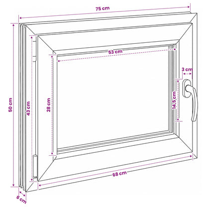 vidaXL Basement Window Internal Colour White RISOR 75 x 50 cm