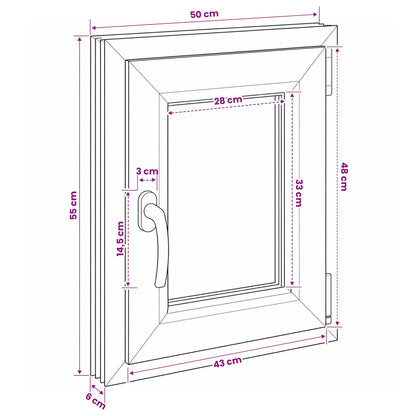 vidaXL Basement Window RISOR 50 x 55 cm PVC and Glass