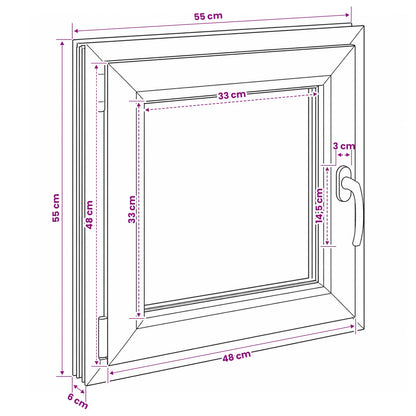 vidaXL Basement Window RISOR 55 x 55 cm PVC and Glass