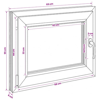 vidaXL Basement Window RISOR 65 x 55 cm PVC and Glass