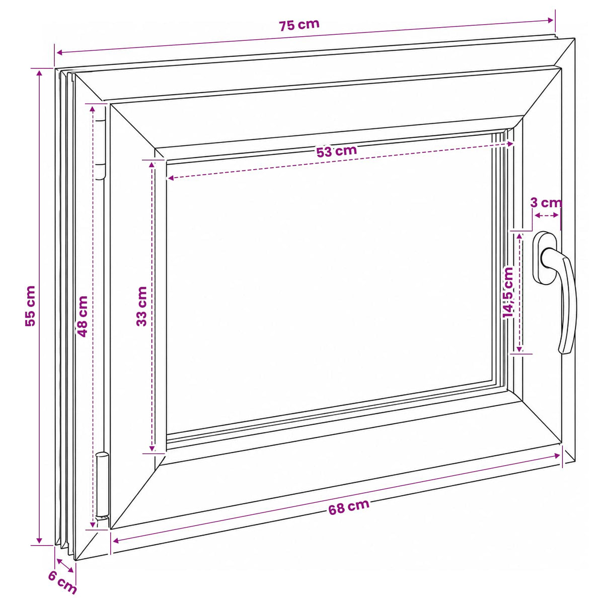 vidaXL Basement Window Internal Colour White RISOR 75 x 55 cm
