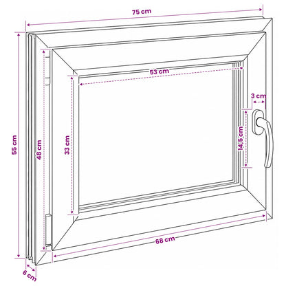 vidaXL Basement Window Internal Colour White RISOR 75 x 55 cm