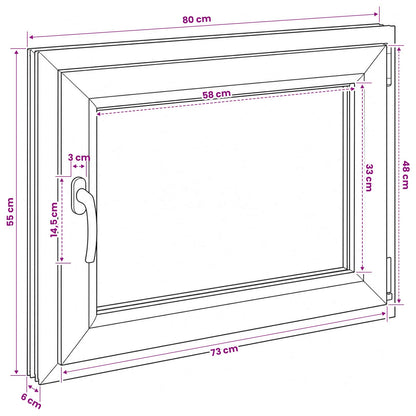 vidaXL Basement Window RISOR 80 x 55 cm PVC and Glass