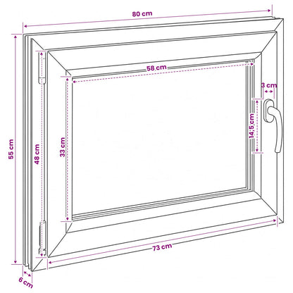 vidaXL Basement Window RISOR 80 x 55 cm PVC and Glass