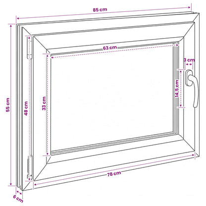 vidaXL Basement Window Internal Colour White RISOR 85 x 55 cm