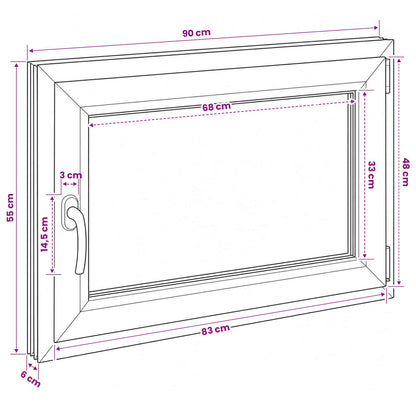 vidaXL Basement Window RISOR 90 x 55 cm PVC and Glass