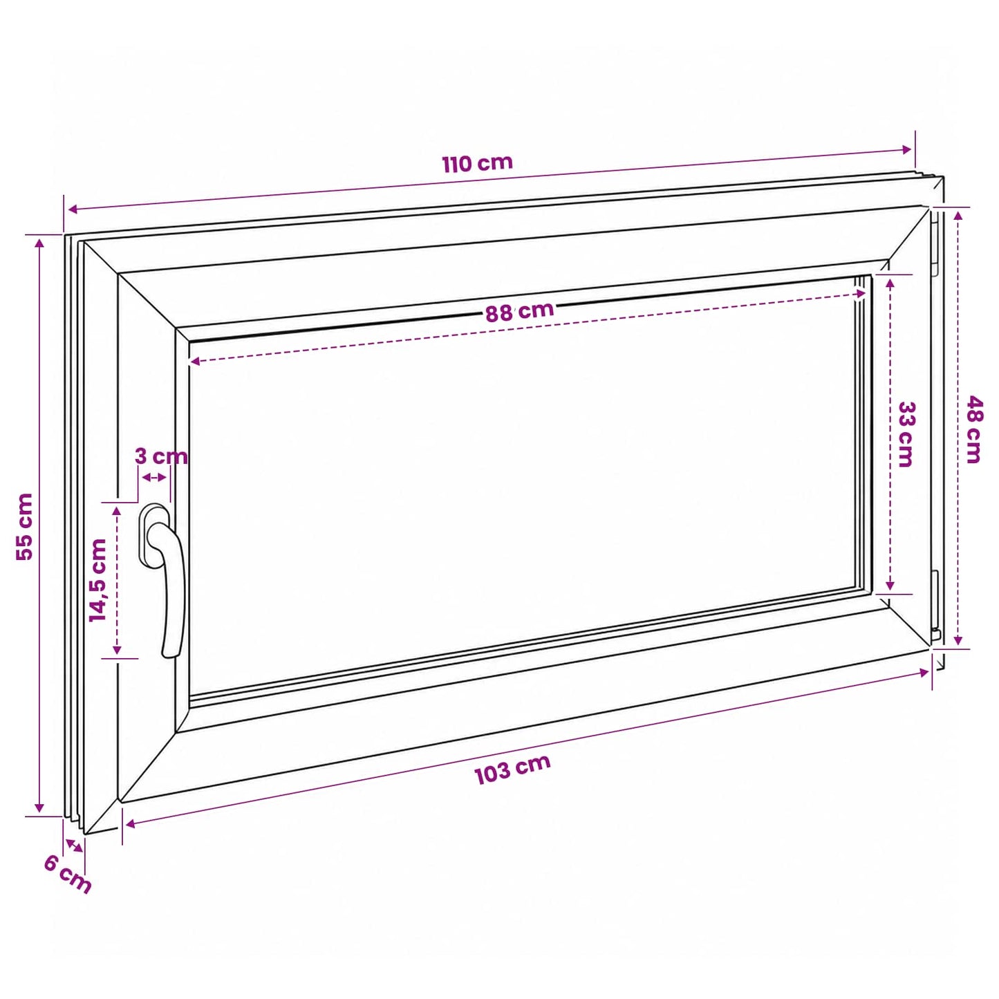 vidaXL Basement Window RISOR 110 x 55 cm PVC and Glass
