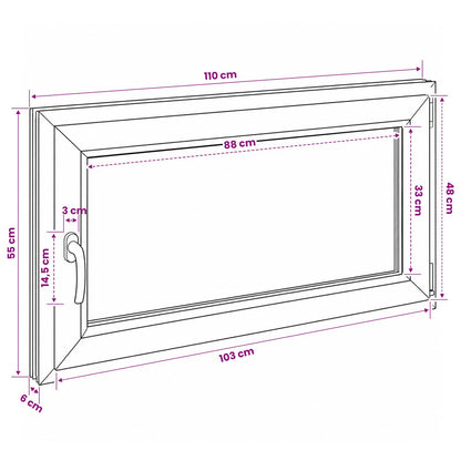 vidaXL Basement Window RISOR 110 x 55 cm PVC and Glass